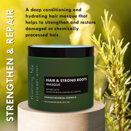 Sunny Isle Rosemary Mint Hair and Strong Roots Masque 16oz Infused with Biotin
