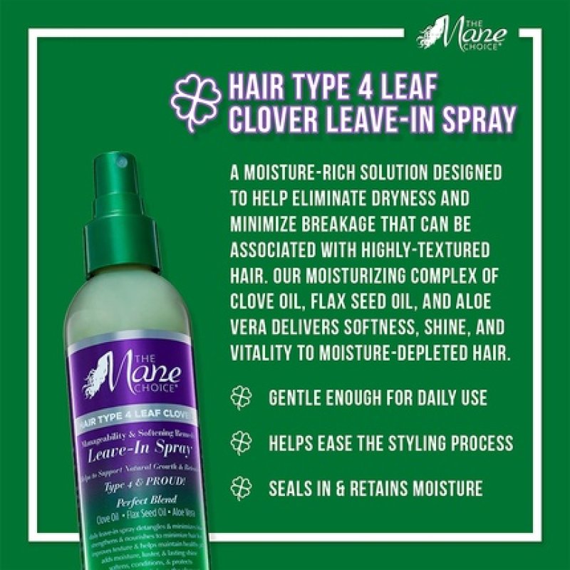 The Mane Choice Hair Type 4 Leaf Clover Manageability and Softening Leave-In Spray 8 fl. oz.