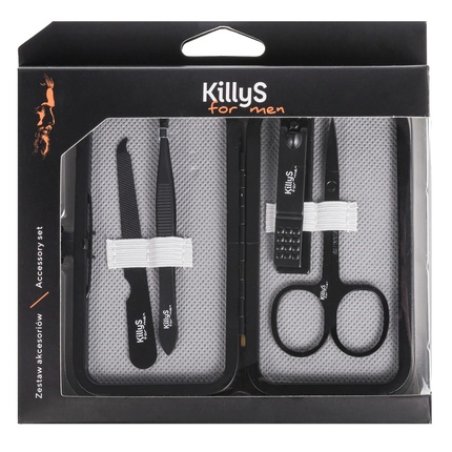 Killys For Men Accessory Set - Nail Scissors, Nail Clippers, Nail File, Tweezers