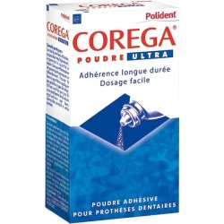 Polident Corega Ultra Adhesive Powder for Partial or Complete Dentures with Zinc