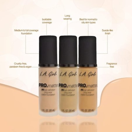 LA Girl PRO Matte HD High-Definition Long Wear Matte Foundation Bisque