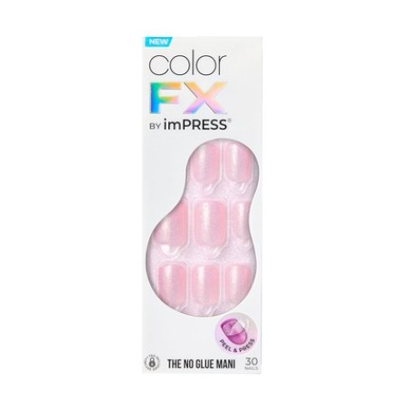 KISS imPRESS No Glue Mani Press-On Nails Color FX Pop Star Light Pink Short Size Squoval Shape Includes 30 Nails Prep