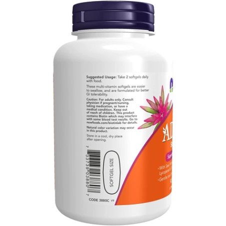 NOW ADAM Men's Multivitamin with Saw Palmetto Plant Sterols Lycopene & CoQ10 90 Softgels