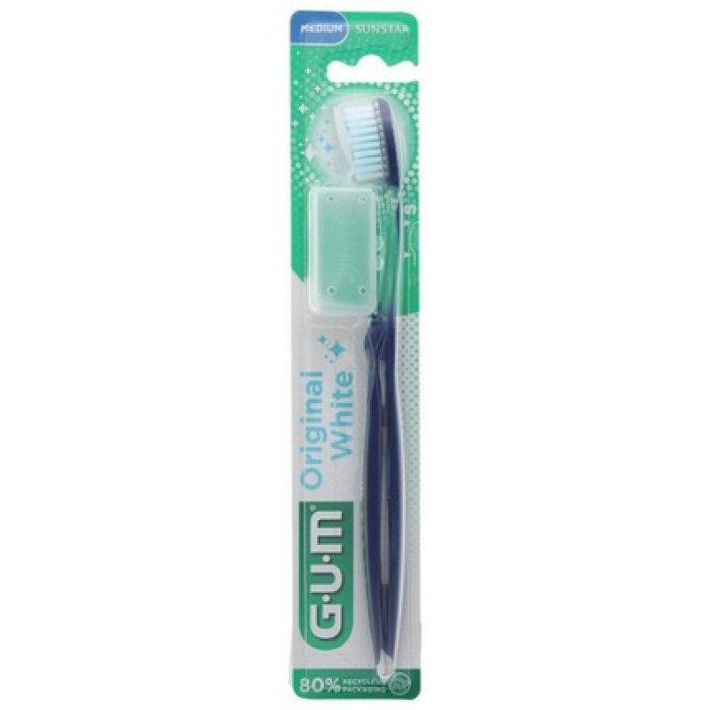 Gum Original White Medium Toothbrush 563 - Removes Tooth Stains Easier