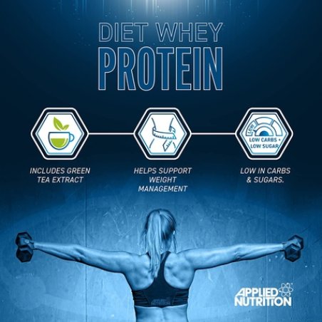 Applied Nutrition Diet Whey High Protein Powder Supplement with CLA Gold L Carnitine Green Tea 1.8kg Strawberry