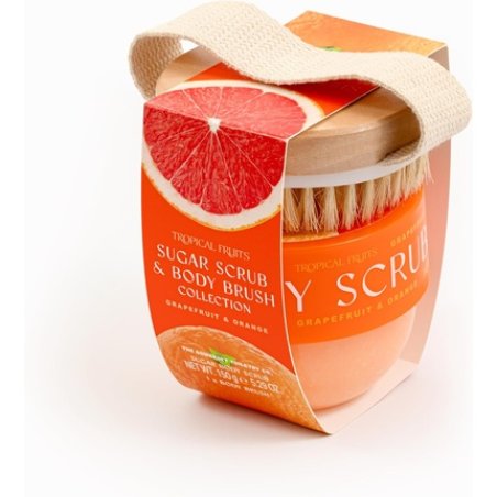 Tropical Fruits Gentle Exfoliating Sugar Scrub & Brush Grapefruit and Orange 150g