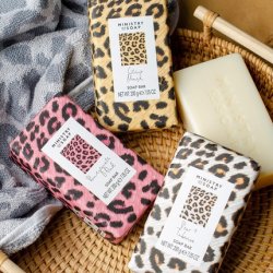 Ministry of Soap Citrus Musk Scented Soap Bar with Yellow Leopard Print Design 200g