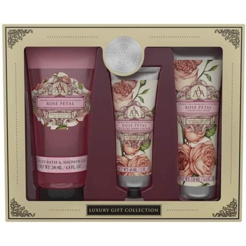 Gift Set Somerset Body Care Rose Petals Shower Gel Hand Cream and Body Lotion in a Beautiful Gift Box