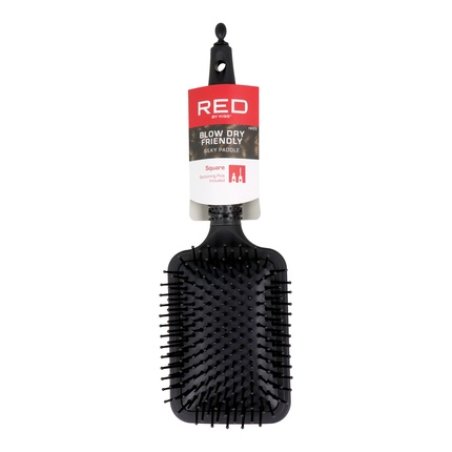 Red Kiss Rubberized Paddle Brush Square - Perfect For Styling And Detangling Hair
