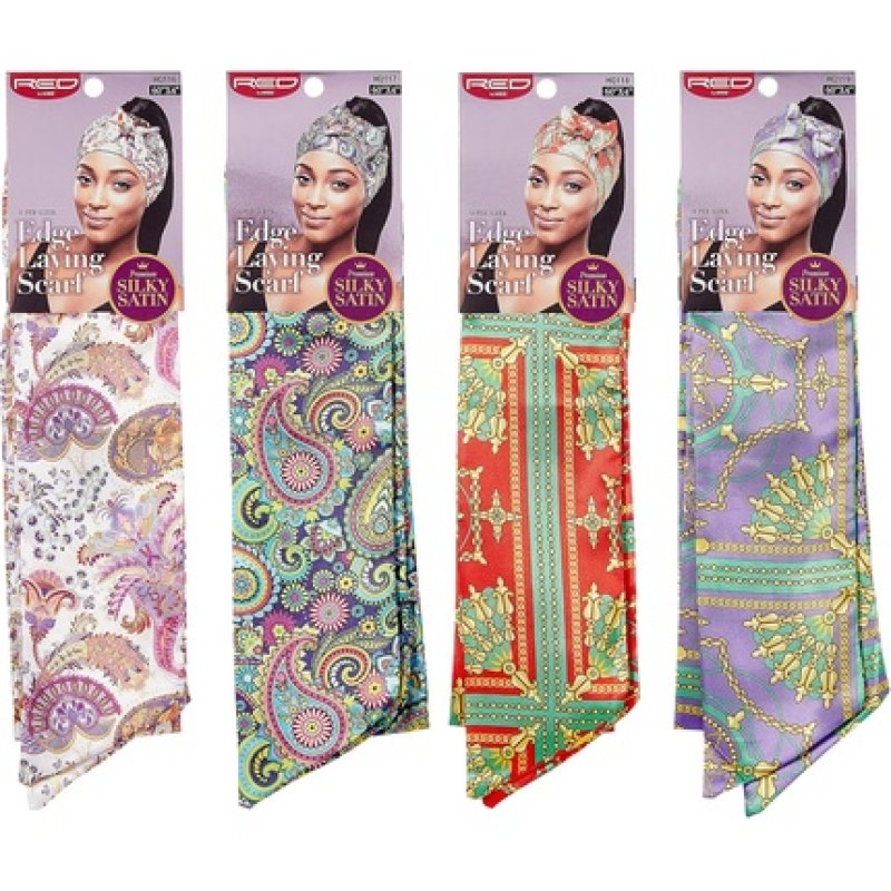 Red By Kiss Edge Laying Scarf Wrap for Hair Silky Satin Scarf