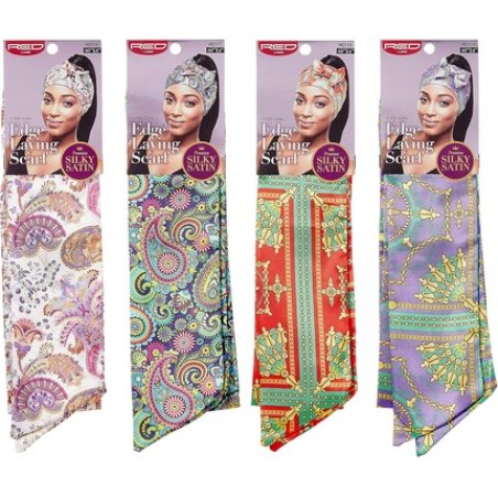 Red By Kiss Edge Laying Scarf Wrap for Hair Silky Satin Scarf