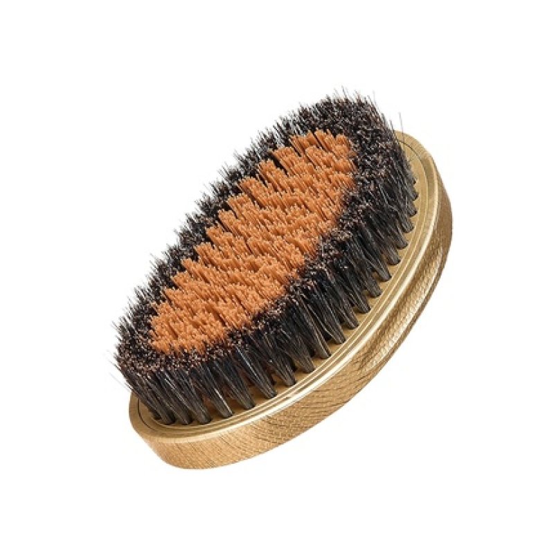 RED Premium Boar Bristles Brush Pocket Wave Brush with Case Bow Wow 360 Wave Brush for Men Medium Hard Curved Brush Gold