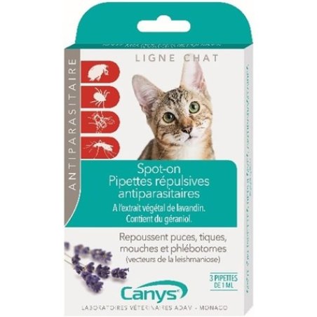 Canys Spot-On Antiparasitic Repellent Pipettes for Cats - Pack of 3
