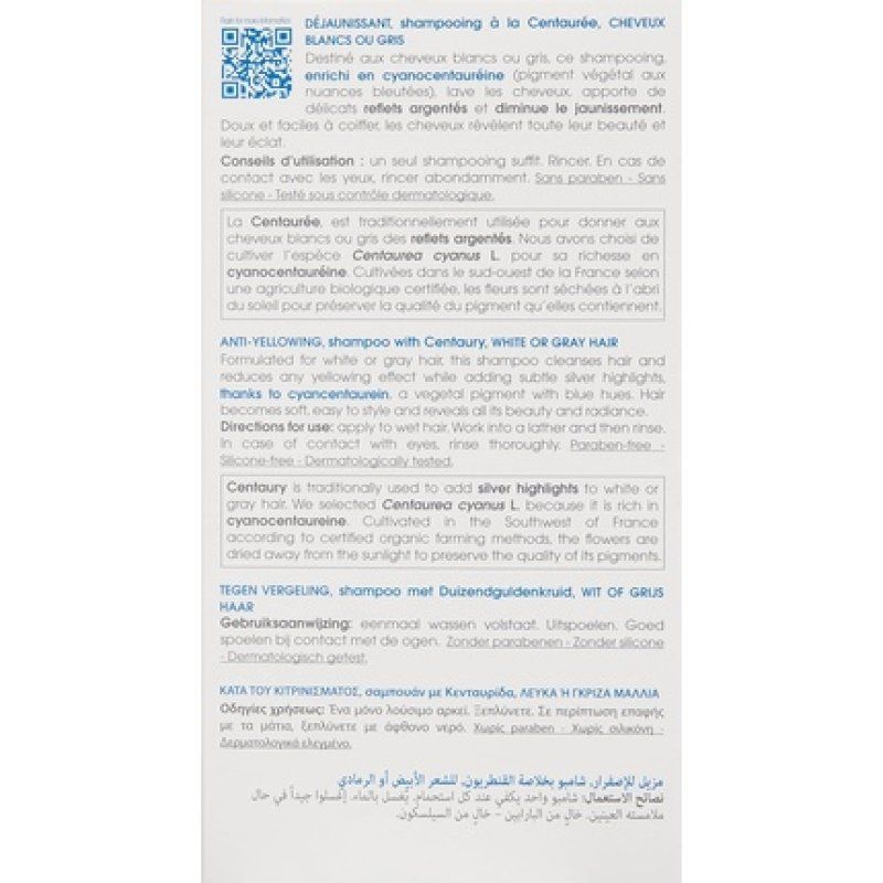 Klorane Centaury Anti-Yellowing Shampoo for Grey Blonde Hair 200ml