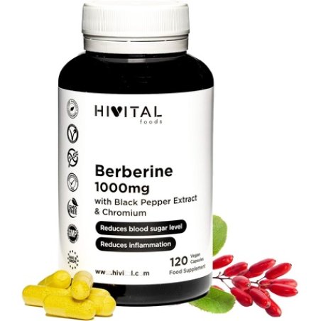 Berberin 1000mg 120 Vegan Capsules with Chromium and Black Pepper for Better Absorption