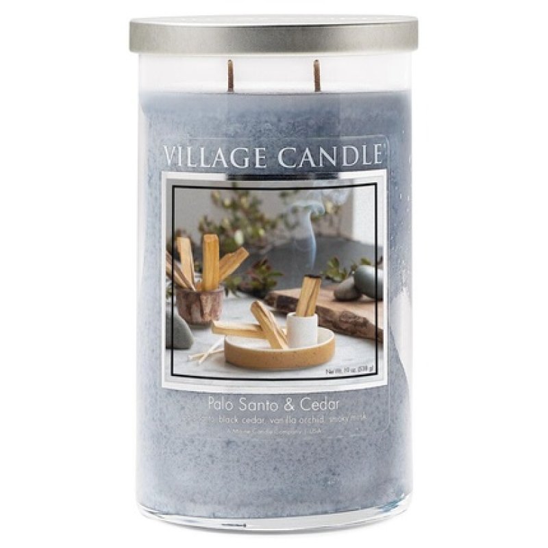 Village Candle Palo Santo & Cedar Medium Silver Lid Tumbler Scented Candle