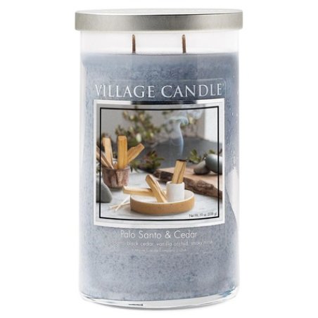 Village Candle Palo Santo & Cedar Medium Silver Lid Tumbler Scented Candle