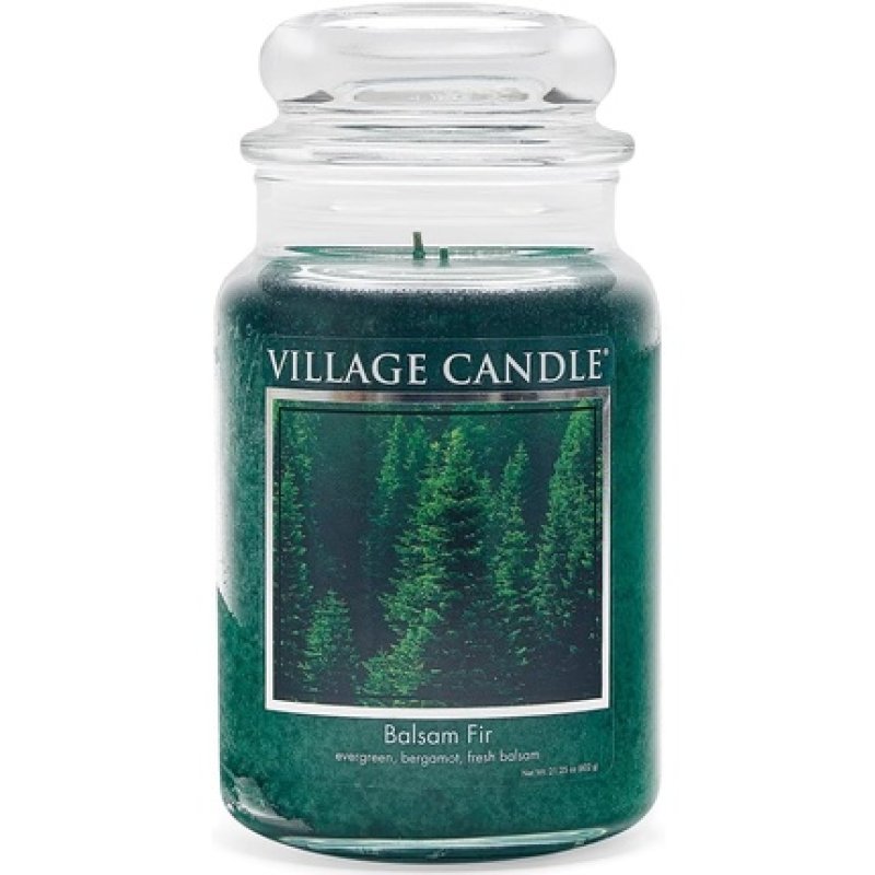 Village Candle Balsam Fir Large Apothecary Jar Scented Candle 21.25 oz Green