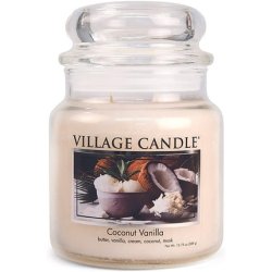 Village Candle 16oz Glass Jar Medium Scented Candle Coconut Vanilla Fragrance