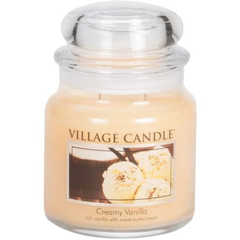 Village Candle Creamy Vanilla 16oz Glass Jar Scented Candle - Medium Ivory