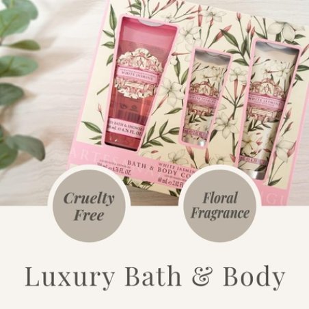 Aromas Artesanales de Antigua Bath & Body Collection White Jasmine Set with Body Wash 200ml, Hand Cream 60ml, and Body