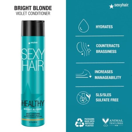 SexyHair Healthy Bright Blonde Violet Shampoo/Conditioner Helps Counteract Brassiness SLS and SLES Sulfate Free 10.1 fl