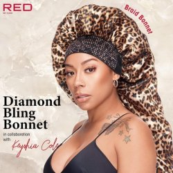 Red by Kiss Wide Edge Bonnet Silky Sleep Cap Diamond Bling Keyshia Cole Frizz Free Luxe Leopard