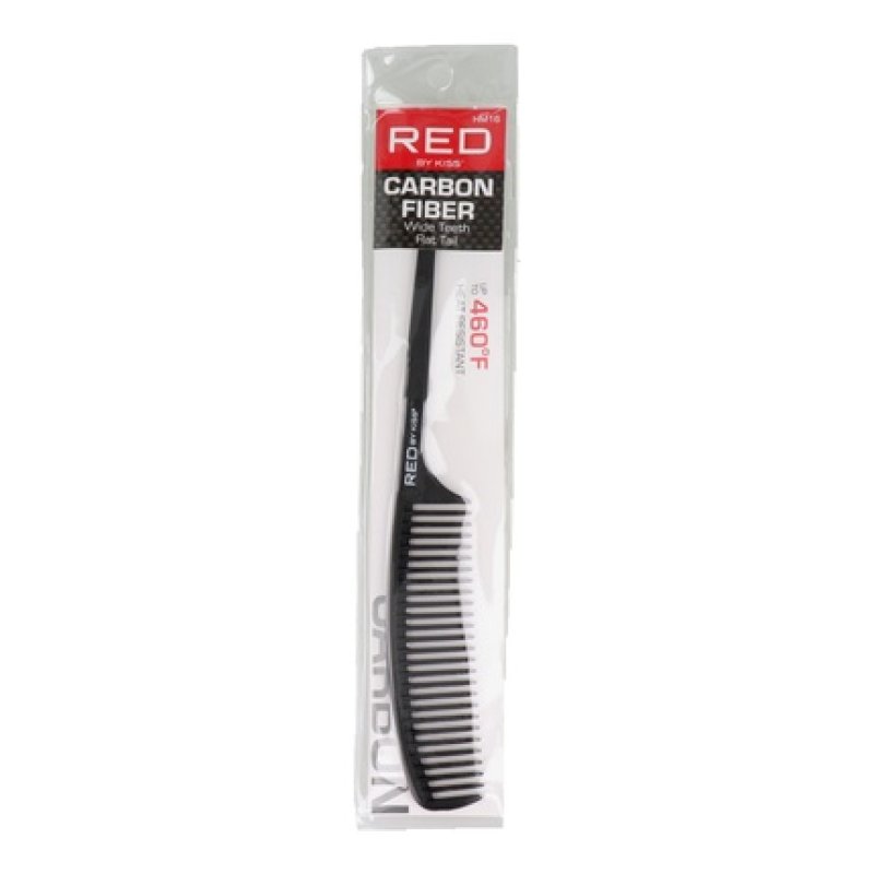 Red Kiss Carbon Wide Teeth Rat Tail Comb