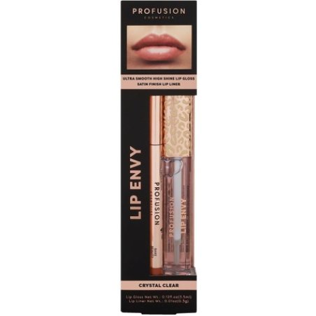 Profusion Cosmetics Lip Envy Crystal Clear Lip Gloss and Liner Set High-Shine