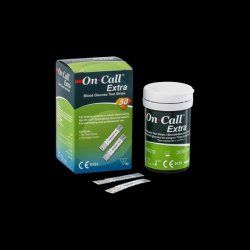 On Call Extra Blood Glucose Test Strips 50 Tests Vial