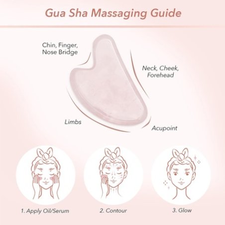 Zoe Ayla Rose Quartz Gua Sha Facial Massager - Brightens Complexion, Reduces Fine Lines and Wrinkles - Enhances Serum,