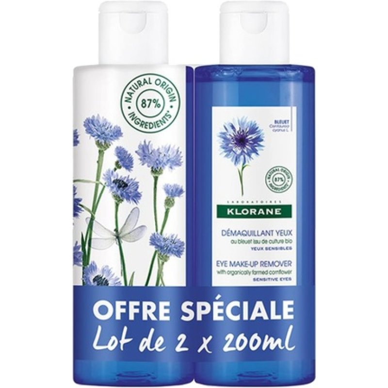 Klorane Eye Make-Up Remover with Cornflower 200ml - Pack of 2