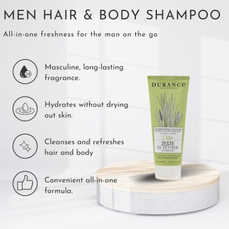 Durance L'Ome Hair & Body Shampoo for Men 200ml with Vetiver