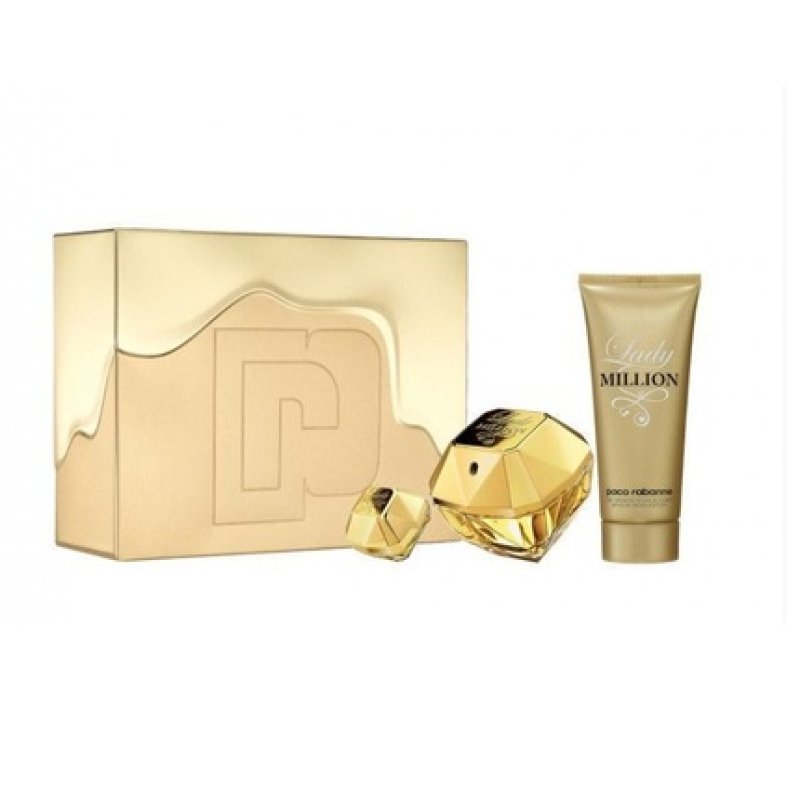 Paco Rabanne Lady Million Eau De Parfum Spray 100ml Set With Body Lotion 100ml And Miniature Eau De Parfum 5ml