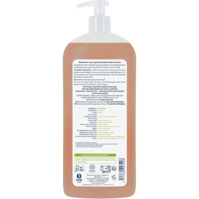 Natessance Organic Vanilla Shower Gel Sulphate-Free Soap-Free Palm Oil-Free