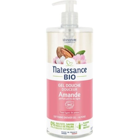 Natessance Organic Almond Shower Gel with Peach Fragrance - Sulphate-Free Soap-Free