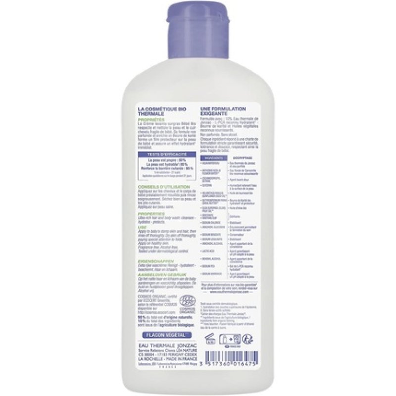 Eau Thermale Jonzac Organic Cosmetic Baby Care Ultra-Rich Hair and Body Wash 250ml