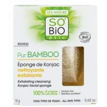 Konjac Exfoliating Sponge for All Skin Types PurBamboo SO BiO Ethic 18g