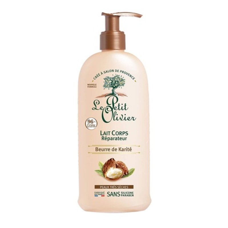 Le Petit Olivier Shea Butter Body Milk for Very Dry Skin 250ml Pump Bottle - Fair Trade Shea Butter - Made in France