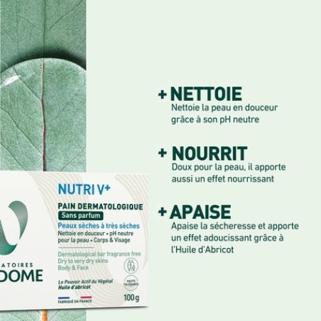 Nutri V Fragrance-Free Dermatological Bar for Body & Face - Gently Cleanses