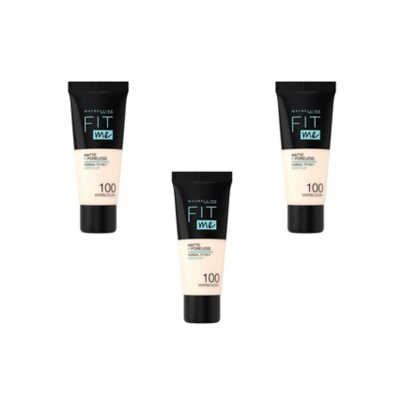 Maybelline New York Fit Me Matte & Poreless Foundation 100 Warm Ivory 30ml
