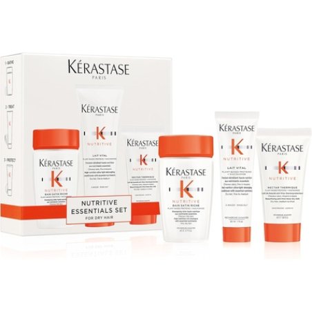 Kérastase Nutritive Travel-Size Discovery Gift Set Hydrating Shampoo Conditioner and Blow Dry Milk Richly Nourishing