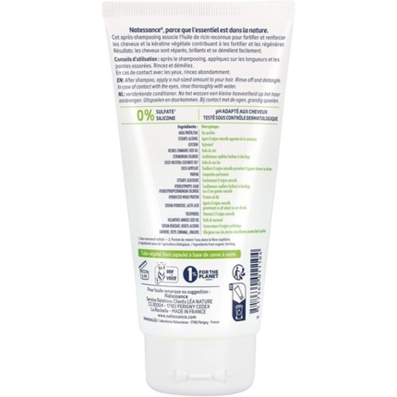 Natessance Natural Castor Oil and Plant-Derived Keratin Conditioner 150ml