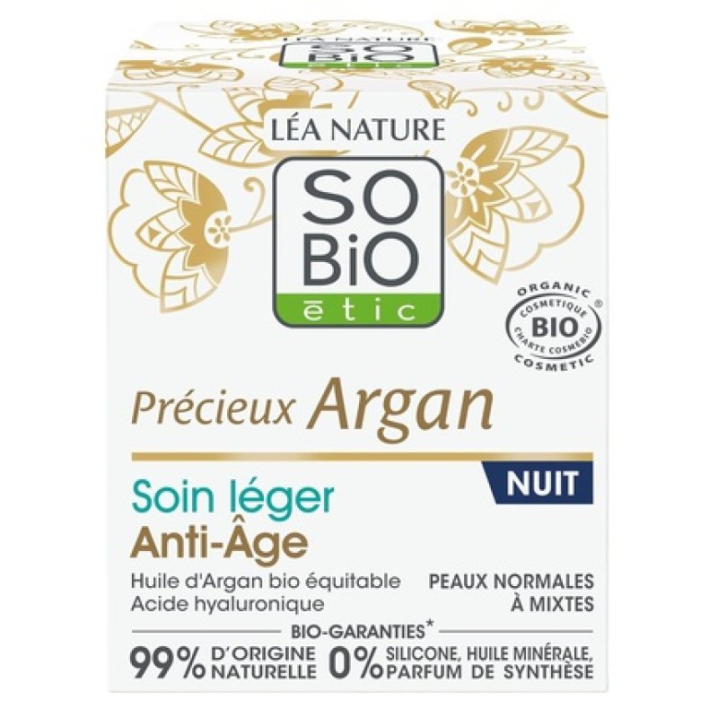 LÉA NATURE SO BiO étic Light Anti-Aging Night Care with Valuable Argan Smooths and Firms Bio-Argan Oil Hyaluronic