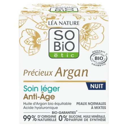 LÉA NATURE SO BiO étic Light Anti-Aging Night Care with Valuable Argan Smooths and Firms Bio-Argan Oil Hyaluronic