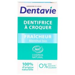 Dentavie Chewable Toothpaste Fresh Menthol Organic 60 Tablets