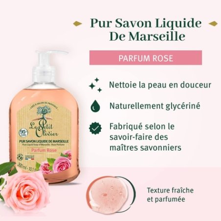 Le Petit Olivier Pure Marseille Liquid Soap Rose Perfume 10.1 oz