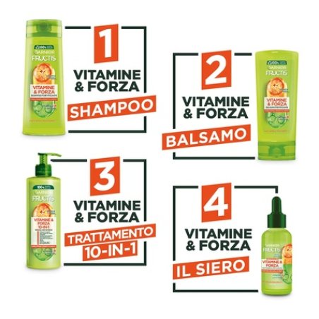 Garnier Fructis Vitamine & Force Strengthening Shampoo for Brittle Hair Enriched Formula with Vitamins 250ml