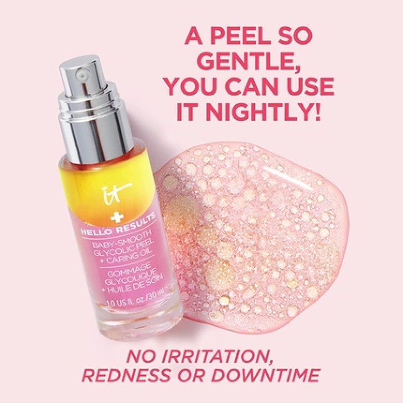 IT Cosmetics Hello Results Baby-Smooth Glycolic Acid Peel Caring Face Oil with Argan Oil 1.0 fl oz