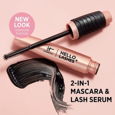 it COSMETICS Hello Lashes Volumizing Mascara & Lash Serum with Biotin, Argan Oil & Jojoba Oil 0.27 Fl Oz Black